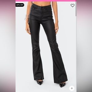Edikted Luna Faux Leather Flare Jeans